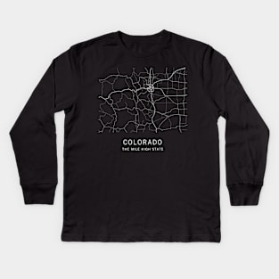 Colorado State Road Map Kids Long Sleeve T-Shirt